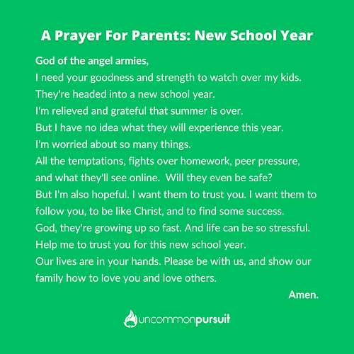 Prayer for new school year